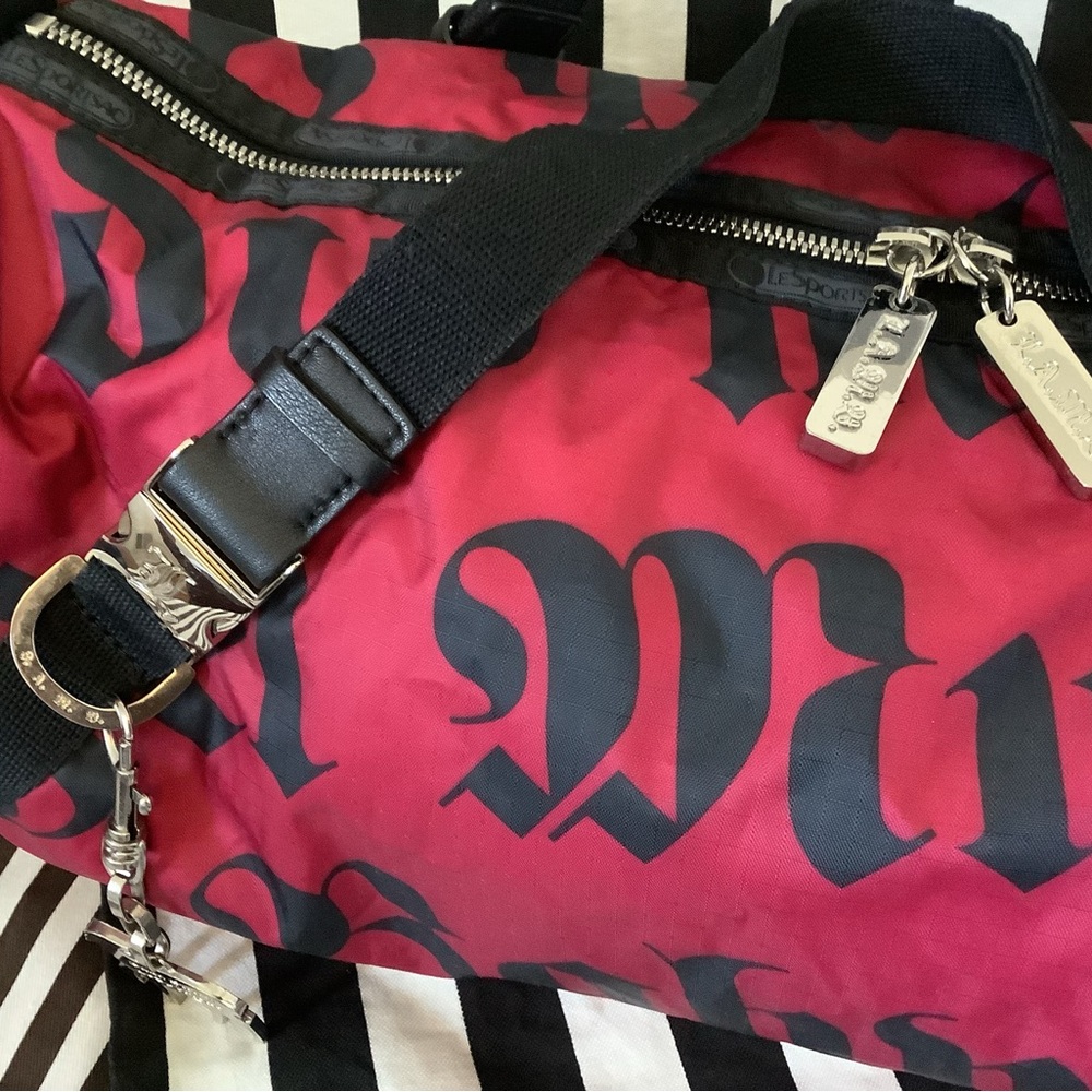L.A.M.B. Red and Black Duffel Bag - Picture 4 of 7
